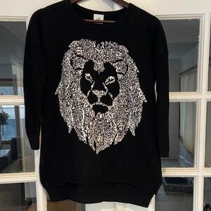 CAbi Black Sweater with Lion